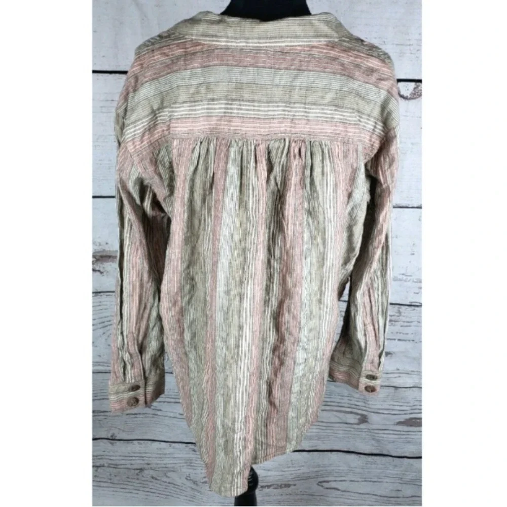 NWT Free People High Tides Pink Sands Top Women's Size Small Button Down Striped